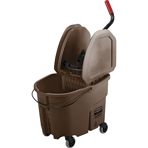Rubbermaid Commercial Mop Bucket/Wringer Combination 8.75 gal - Putty Knife Holder, Handle - 36.5" x 15.7" x 20.1" - Plastic, Steel - Brown - 1 Each (758088BN)