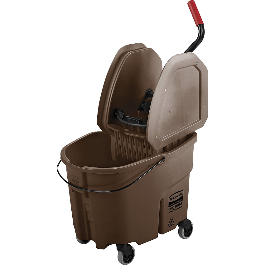 Rubbermaid Commercial Mop Bucket/Wringer Combination 8.75 gal - Putty Knife Holder, Handle - 36.5" x 15.7" x 20.1" - Plastic, Steel - Brown - 1 Each (758088BN)