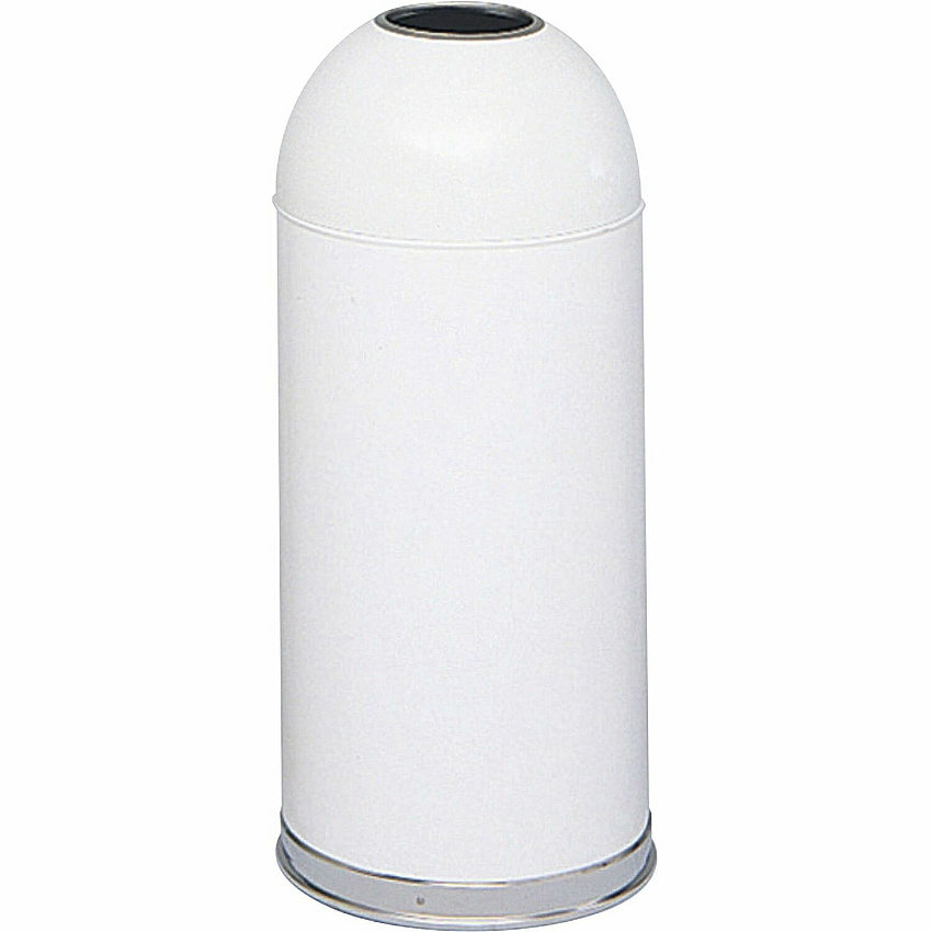 Safco Open Top Dome Waste Receptacle 15 gal Capacity - 6" Opening Diameter - 34" Height x 15" Depth - Stainless Steel - White - 1 Each (9639WH)