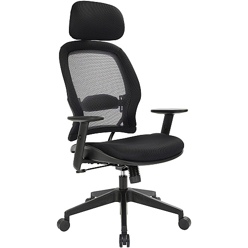 Office Star Professional Air Grid Chair with Adjustable Headrest Mesh Seat Material - 5-star Base - Black - 1 Each (55403)