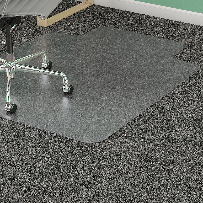 Lorell Medium-Pile Wide Lip Chairmat 53" Length x 45" Width x 0.133" Thickness - Lip Size 12" Length x 25" Width - Vinyl - Clear - 1 Each (LLR25756)