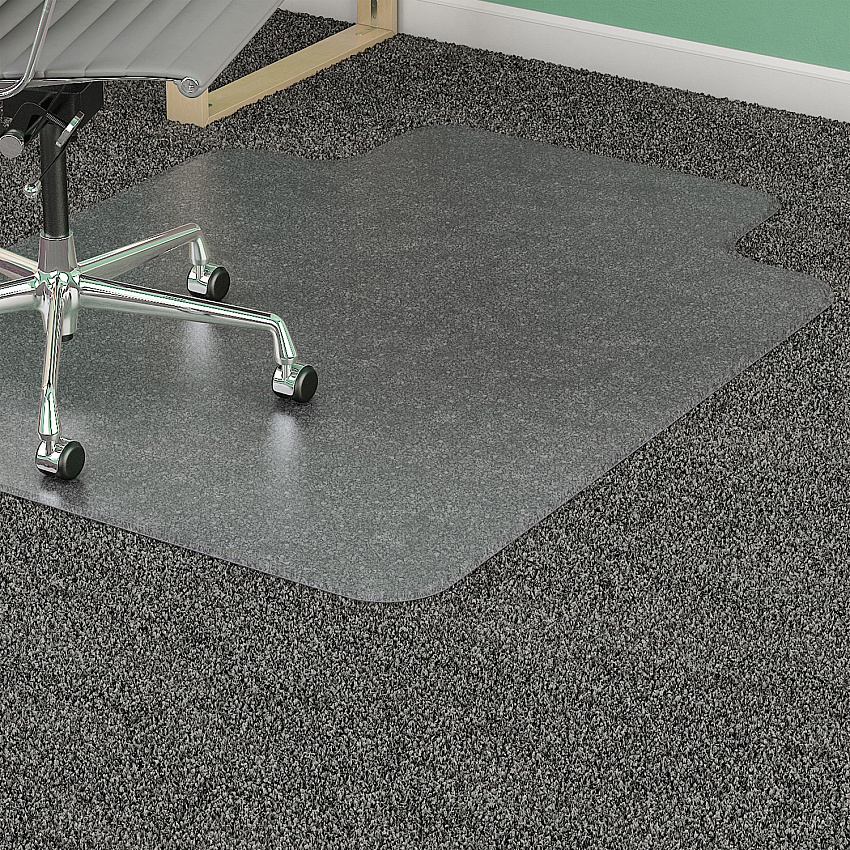 Lorell Medium-Pile Wide Lip Chairmat 60" Length x 46" Width x 0.133" Thickness - Lip Size 12" Length x 25" Width - Rectangular - Vinyl - Clear - 1 Each (LLR25755)