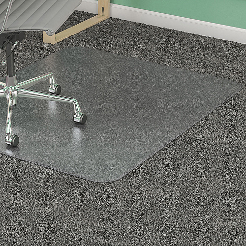Lorell Medium-Pile Smooth Edge Chairmat Carpeted Floor - 60" Length x 46" Width x 0.133" Thickness - Rectangular - Vinyl - Clear - 1 Each (LLR25754)