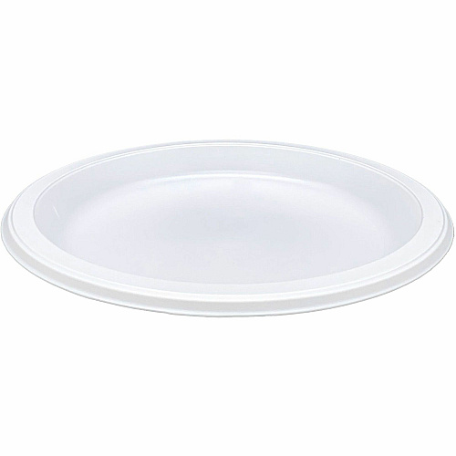 Genuine Joe 9" Reusable Plastic Plates Serving - Disposable - 9" Diameter - White - Plastic Body - 125 / Pack (GJO10329)