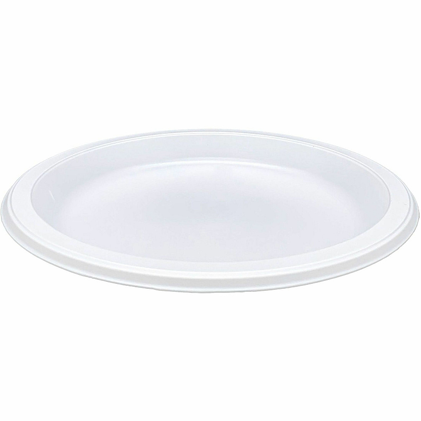 Genuine Joe 9" Reusable Plastic Plates Serving - Disposable - 9" Diameter - White - Plastic Body - 125 / Pack (GJO10329)