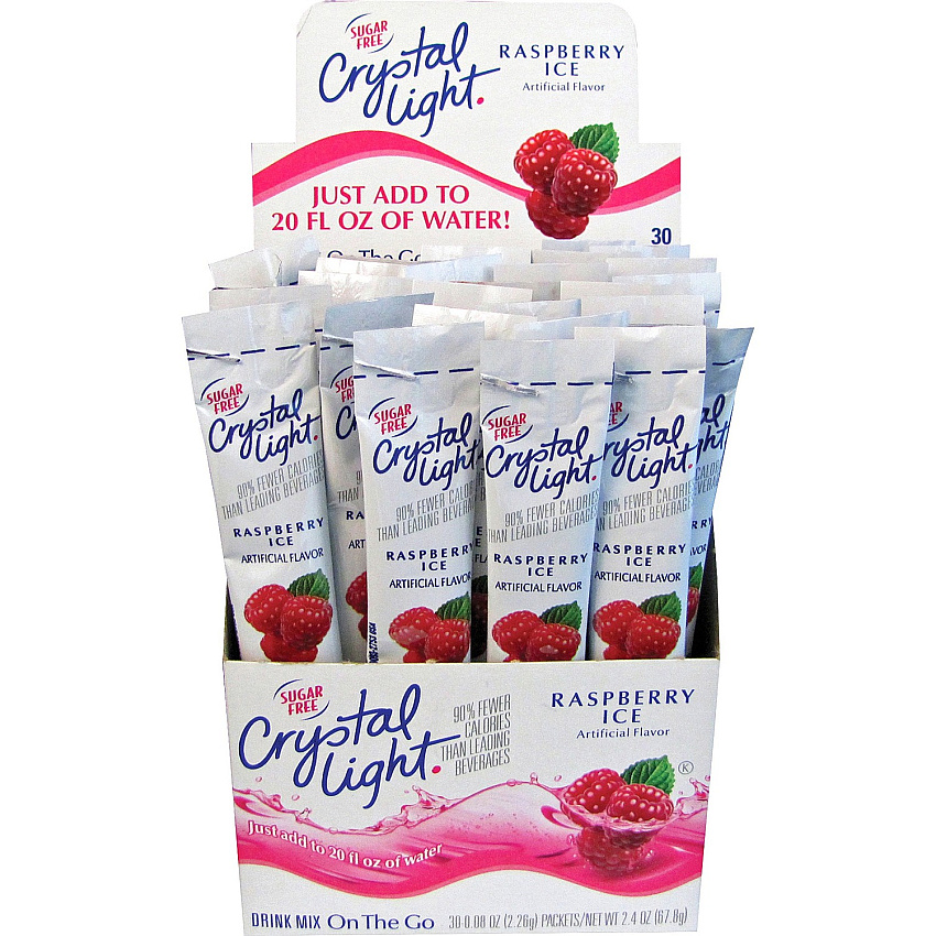 Crystal Light On-The-Go Raspberry Mix Sticks Powder - 0.08 oz - Raspberry Ice - 30 / Box (7980)
