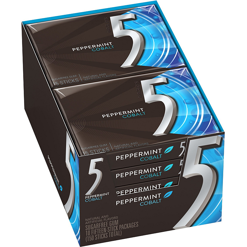 5 Gum Cobalt 5 Peppermint Sugar-free Gum Peppermint - Individually Wrapped - 10 / Box (21265)