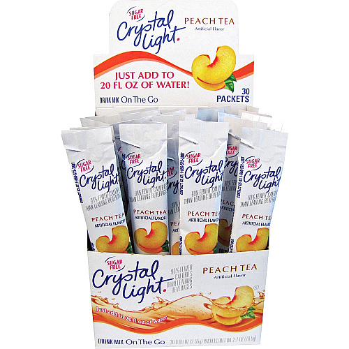 Crystal Light On-The-Go Mix Peach Sticks Powder - 0.09 oz - Peach Tea - 30 / Box (79730)