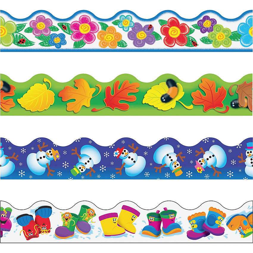Trend Four Seasons Trimmer Pack 4 x Seasonal Image Shape - Precut, Reusable - 1872" Length - 48 / Set (92914)