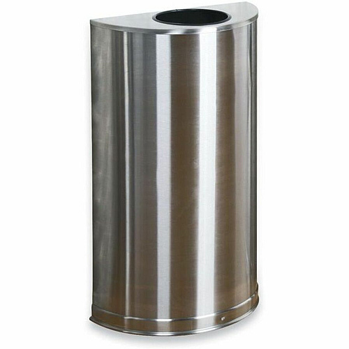 Rubbermaid Commercial 12 Gallon Half Round Steel Receptacle 12 gal Capacity - Semicircular - 7" Opening Diameter - 32" Height x 18" Width x 9" Depth - Stainless Steel - Stainless Steel - 1 Each (SO12SSSPL)