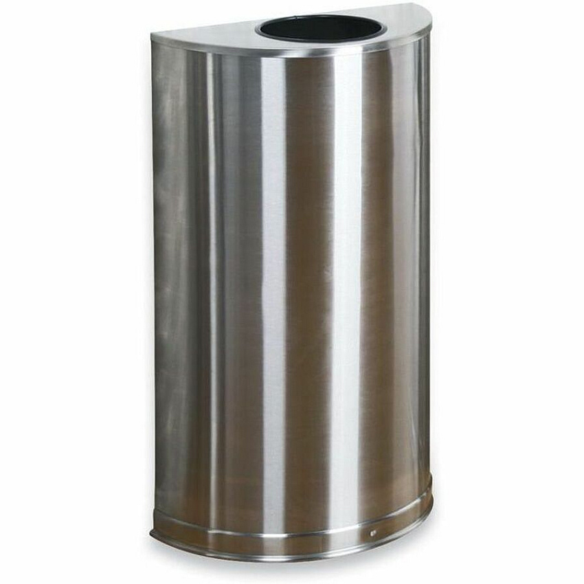 Rubbermaid Commercial 12 Gallon Half Round Steel Receptacle 12 gal Capacity - Semicircular - 7" Opening Diameter - 32" Height x 18" Width x 9" Depth - Stainless Steel - Stainless Steel - 1 Each (SO12SSSPL)