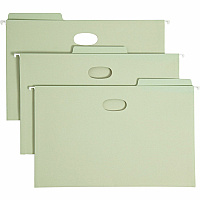 Smead FasTab 1/3 Tab Cut Legal Recycled Hanging Folder 8 1/2" x 14" - 3 1/2" Expansion - Top Tab Location - Assorted Tab Position - 11 pt. - 2 Plys - Moss - Reinforced Tab, Heavy Duty - 10% Recycled - 9 / Box (64322)