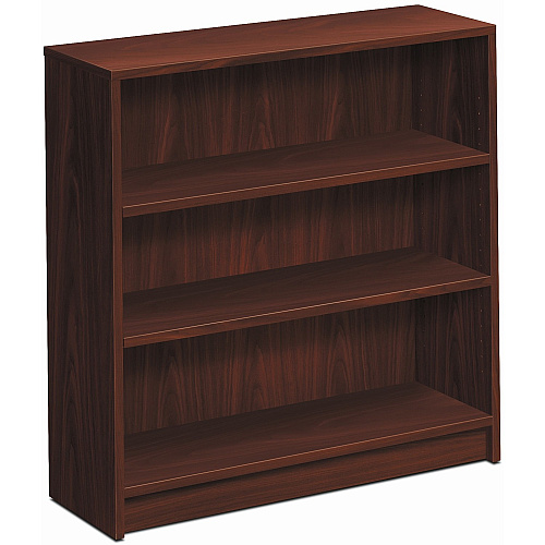 HON 1870 Series Bookcase | 3 Shelves | 36"W | Mahogany Finish 3 Shelf(ves) - 36" Height x 36" Width x 11.50" Depth - Abrasion Resistant, Leveling Glide, Sturdy, Scratch Resistant, Spill Resistant, Stain Resistant - 42% Recycled - Laminate - Mahoga (1872N)