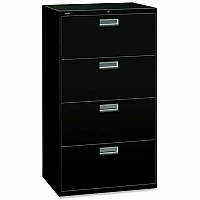 HON Brigade 600 H674 Lateral File 53.3" Height x 30" Width x 18" Depth - 4 - Finish: Black (674LP)
