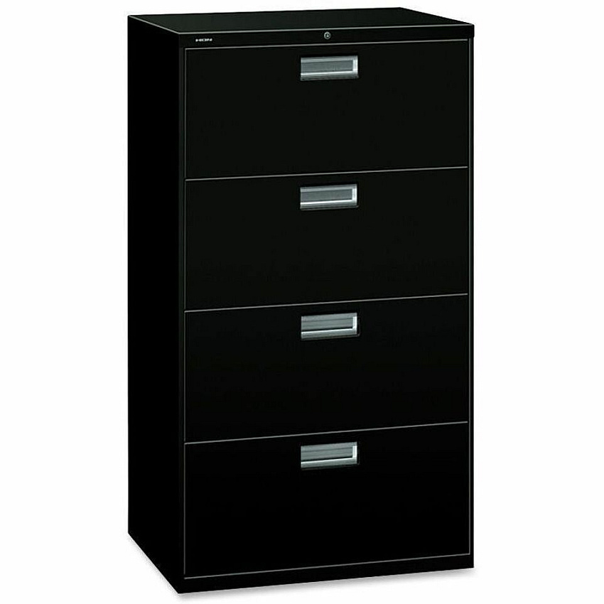 HON Brigade 600 H674 Lateral File 53.3" Height x 30" Width x 18" Depth - 4 - Finish: Black (674LP)