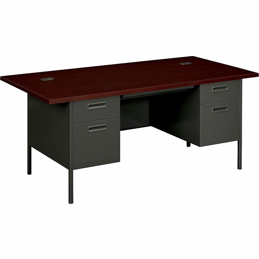 HON Metro Classic HP3276 Pedestal Desk 29.5" Height x 72" Width x 36" Depth - 5 x Box, File Drawer(s) - Double Pedestal - Square Edge - Finish: Charcoal - Glide, Scratch Resistant, Spill Resistant, Stain Resistant, Liquid Resistant, Durable, Stu (P3276NS)