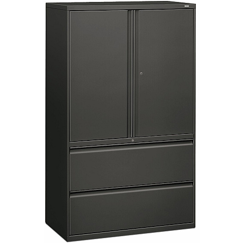 HON Brigade 800 H895LS Lateral File 64.3" Height x 42" Width x 18" Depth - 2 - 3 Shelve(s) - Finish: Charcoal - Radius Pull, Lockable, Glide, Removable Lock, Adjustable Shelf, Heavy Duty - For File Storage, Workstation, Desk, Office (895LSS)