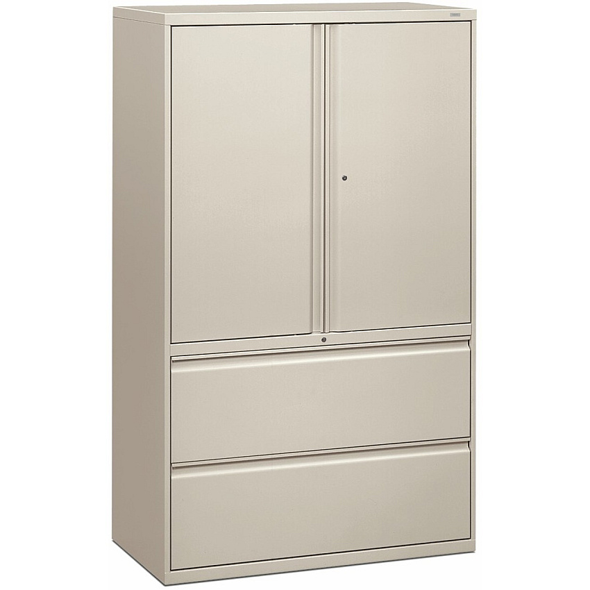 HON Brigade 800 H895LS Lateral File 64.3" Height x 42" Width x 18" Depth - 2 - 3 Shelve(s) - Finish: Light Gray - Radius Pull, Lockable, Glide, Removable Lock, Adjustable Shelf, Heavy Duty - For File Storage, Workstation, Desk, Office (895LSQ)