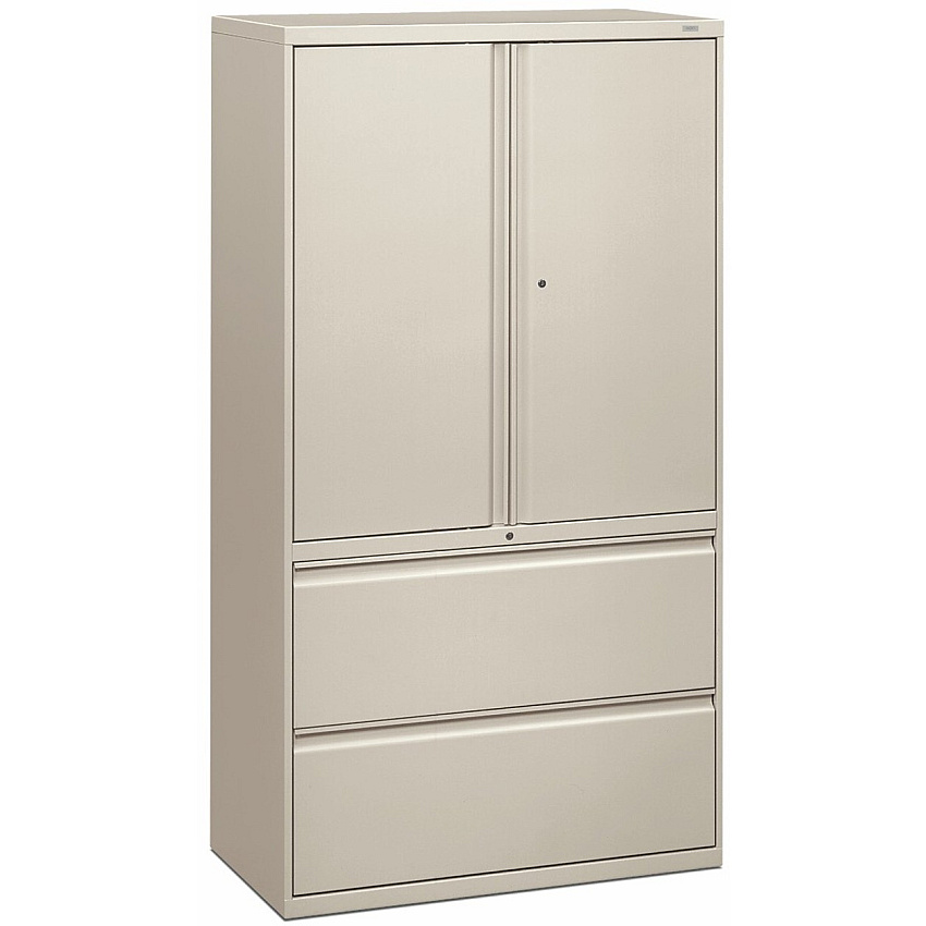 HON Brigade 800 H885LS Lateral File 64.3" Height x 36" Width x 18" Depth - 2 - 3 Shelve(s) - Finish: Light Gray - Storage Cabinet, Radius Pull, Lockable, Glide, Removable Lock, Adjustable Shelf, Heavy Duty - For File Storage, Workstation, Desk, O (885LSQ)