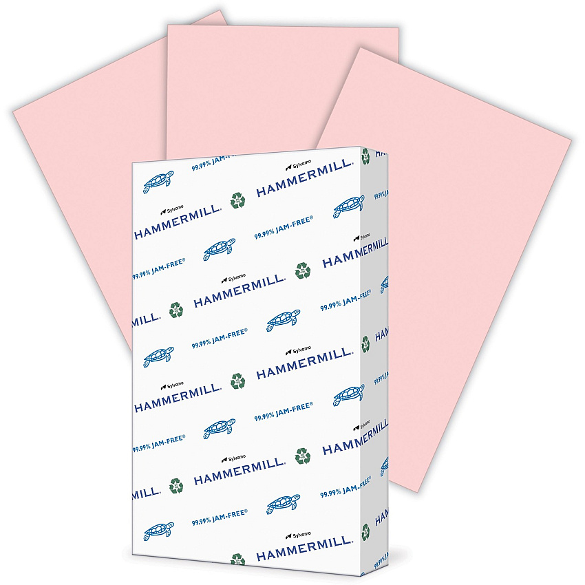 Hammermill Colors Recycled Copy Paper - Pink 8 1/2" x 14" - 20 lb Basis Weight - Smooth - Sustainable Forestry Initiative (SFI) - Acid-free, Archival-safe - Pink - 500 / Ream (103390)
