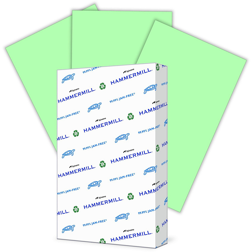 Hammermill Colors Recycled Copy Paper - Green Legal - 8 1/2" x 14" - 20 lb Basis Weight - Smooth - Sustainable Forestry Initiative (SFI) - Archival-safe, Acid-free - Green - 500 / Ream (103374)