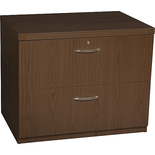Safco Aberdeen Series Lateral File - 2-Drawer 29.5" Height x 36" Width x 24" Depth - Total Drawer(s): 2 - Fluted Edge - Material: Particleboard, Veneer - Finish: Laminate, Mocha - Abrasion Resistant, Stain Resistant, Cord Management, Modesty P (AFLF36LDC)
