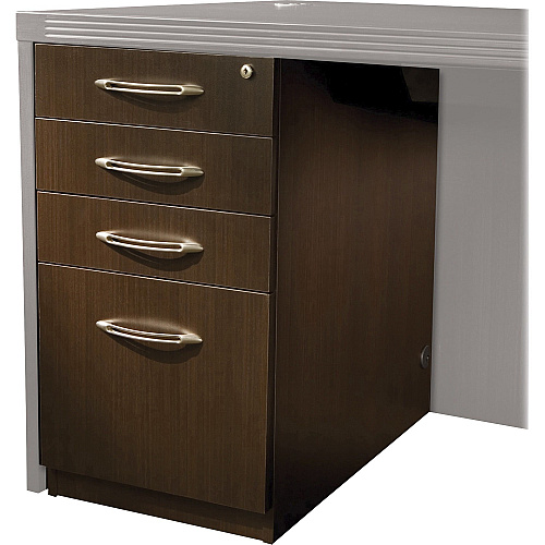 Safco Aberdeen Series Desk Pedestal 27.5" Height x 15.3" Width x 26.5" Depth - Fluted Edge - Material: Particleboard - Finish: Laminate, Mocha - Cord Management, Modesty Panel, Grommet, Leveling Glide, Scratch Resistant, Security Lock - 1 Eac (APBBF26LDC)
