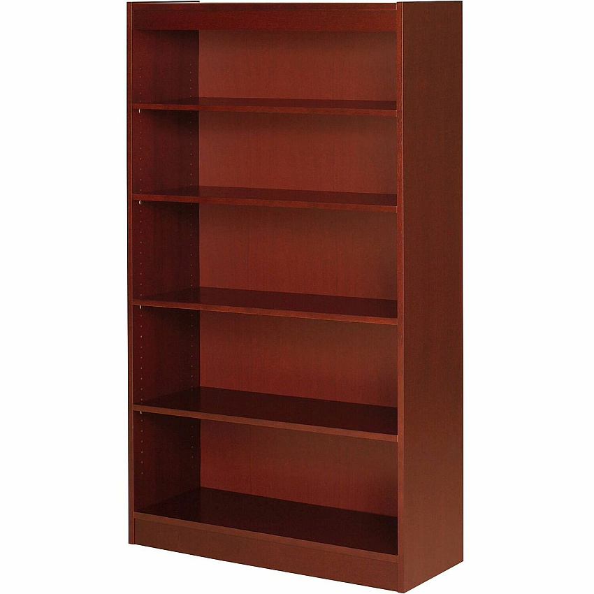 Lorell Panel End Hardwood Veneer Bookcase 60" Height x 36" Width x 12" Depth x 0.8" Thickness - 5 Shelve(s) - 4 Adjustable Shelf(ves) - Material: Veneer - Finish: Cherry (LLR89053)