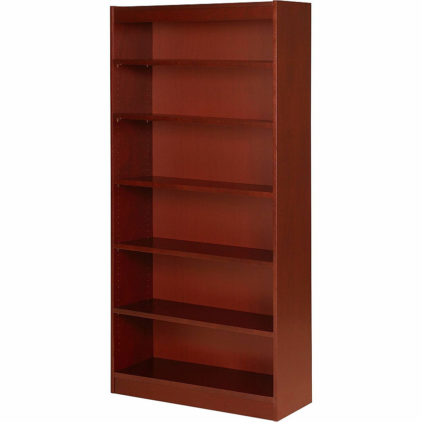 Lorell Panel End Hardwood Veneer Bookcase 6 Shelve(s) - 5 Adjustable Shelf(ves) - Material: Veneer - Finish: Cherry (LLR89054)