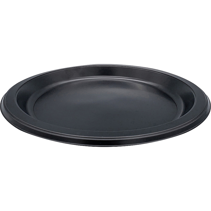 Genuine Joe 9" Round Plastic Plates Disposable - 9" Diameter - Black - Plastic Body - 125 / Pack (GJO10429)