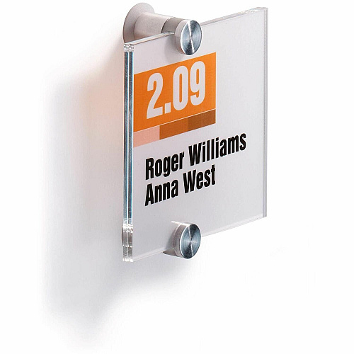 DURABLE Crystal Standoff Interior Wall Sign 4.1" Width x 4.1" Height x 0.9" Depth - Square Shape - Wall Mountable - Indoor - Acrylic - Clear - 1 Each (482019)