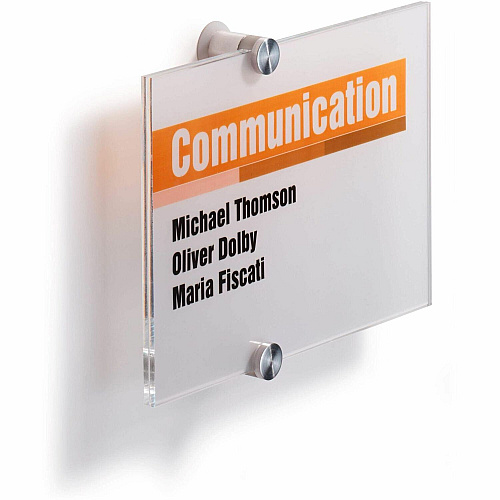 DURABLE Crystal Standoff Interior Wall Sign 5.9" Width x 8.3" Height x 0.9" Depth - Rectangular Shape - Wall Mountable - Indoor - Acrylic - Clear - 1 Each (482319)