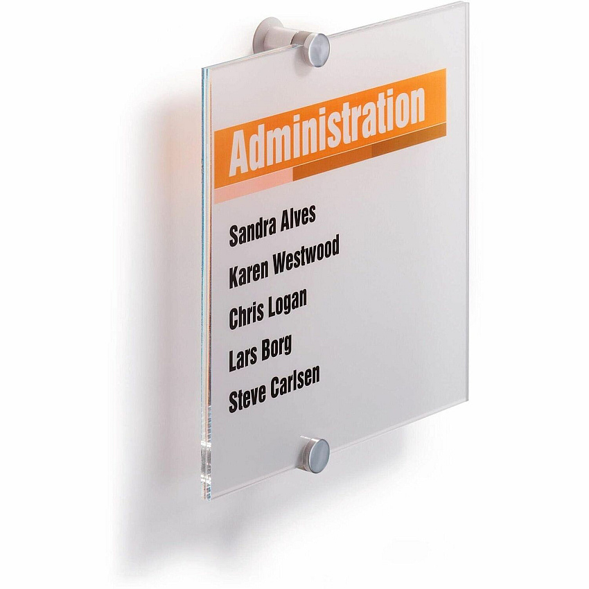 DURABLE Crystal Standoff Interior Wall Sign 8.3" Width x 8.3" Height x 0.9" Depth - Square Shape - Wall Mountable - Indoor - Acrylic - Clear - 1 Each (482419)