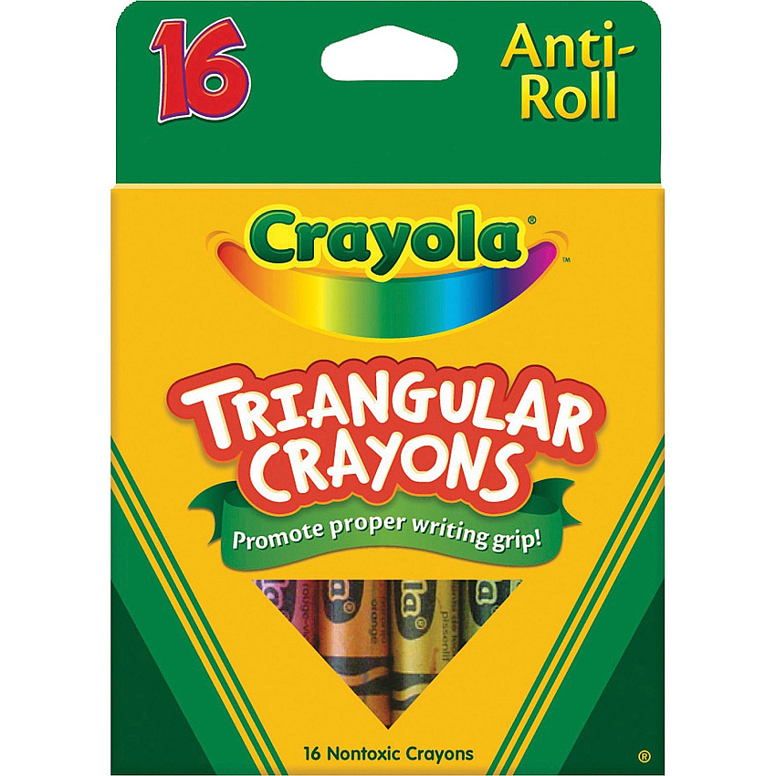 Crayola Triangular Anti-roll Crayons Assorted - 16 / Box (524016)
