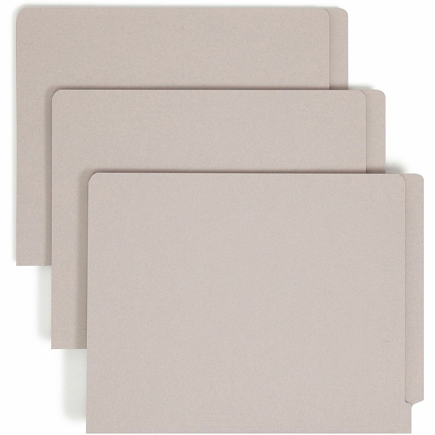 Smead Straight Tab Cut Letter Recycled Fastener Folder 8 1/2" x 11" - 3/4" Expansion - 2 x 2B Fastener(s) - 2" for Folder - 11 pt. - 2 Plys - Gray - 10% Recycled - 50 / Box (25849)