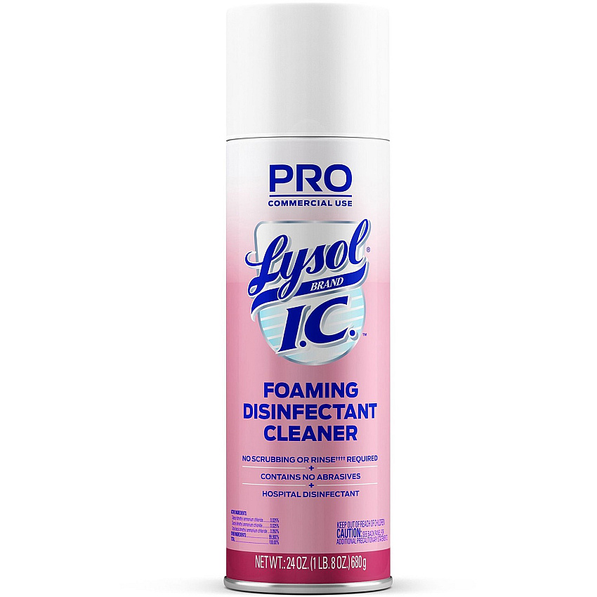 Lysol&reg; I.C. Foaming Disinfectant Cleaner, 24 oz. Can Ready-To-Use - 24 fl oz (0.8 quart) - Non-abrasive, Bleach-free, Anti-bacterial, Deodorize, Rinse-free, Scrub-free - White Aerosol Spray Can - 1 Each (95524)