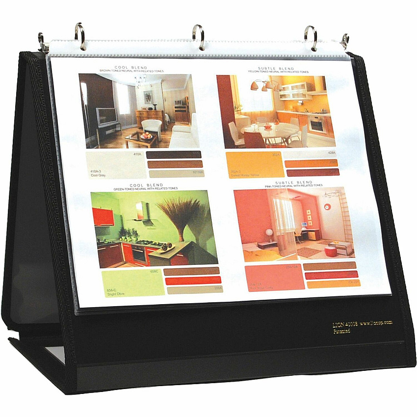 Lion Insta-Cover Round Ring Easel Binder 1 1/2" Binder Capacity - Letter - 8 1/2" x 11" Sheet Size - 3 Ring(s) - Fastener(s): Round Ring - Pocket(s): 80 - Horizontal Orientation - Black - Recycled - Label Holder, Reinforced Sewn Edge, Business C (40009BK)