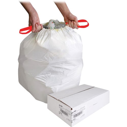 Genuine Joe White Flex Drawstring Trash Liners (01229)