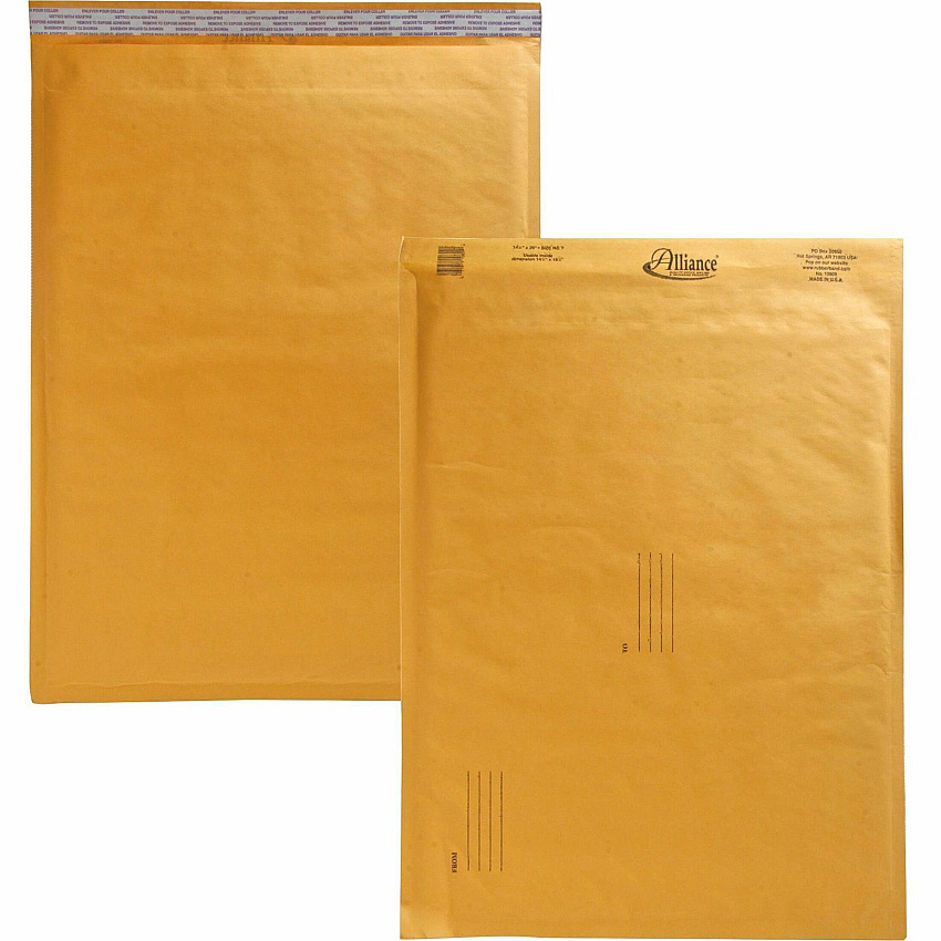 Alliance Rubber Kraft Bubble Mailers Bubble - #7 - 14 1/4" Width x 20" Length - Peel & Seal - Kraft - Paper - 25 / Carton (10809)