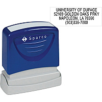 Sparco Return Address Stamp Custom Message Stamp - 0.50" Impression Width x 1.63" Impression Length - Blue - 1 Each (CS60458)