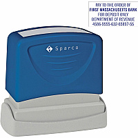 Sparco Endorsement Address Stamp Custom Message Stamp - 1" Impression Width x 2" Impression Length - Blue - 1 Each (CS60459)