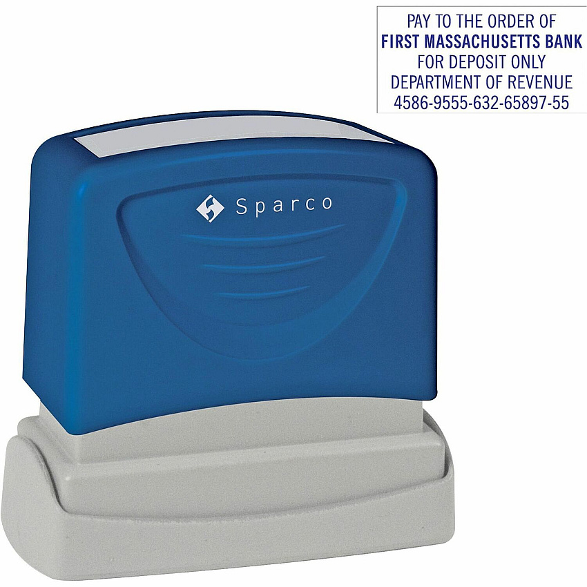 Sparco Endorsement Address Stamp Custom Message Stamp - 1" Impression Width x 2" Impression Length - Blue - 1 Each (CS60459)