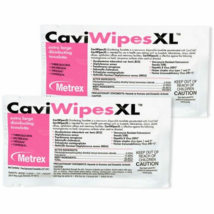 Metrex Caviwipes XL Disinfecting Towelettes Disinfectant, Bleach-free, Fragrance-free - White - 50 / Box (MACW078155)