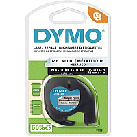 Dymo LetraTag Label Maker Tape Cartridge 1/2" Width - Direct Thermal - Silver - 1 Each (91338)