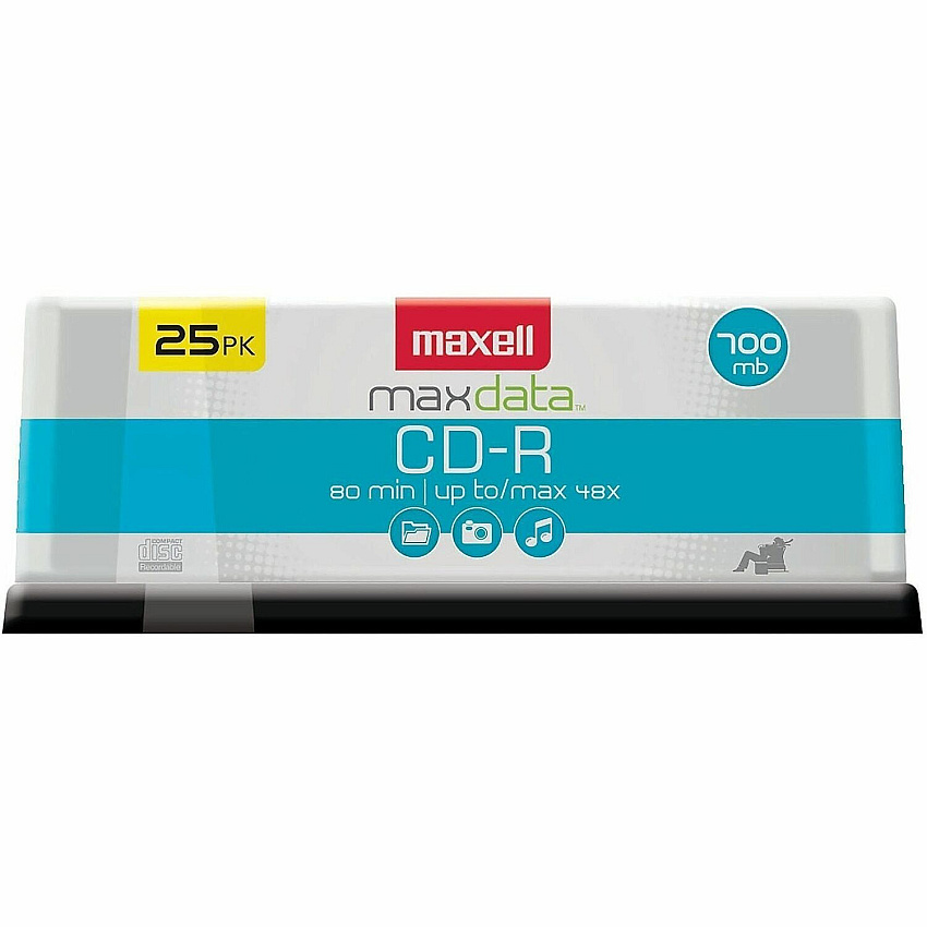 Maxell CD-R700 CD Recordable Media - CD-R - 48x - 700 MB - 25 Pack - Light Green 120mm - 1.33 Hour Maximum Recording Time (648445)
