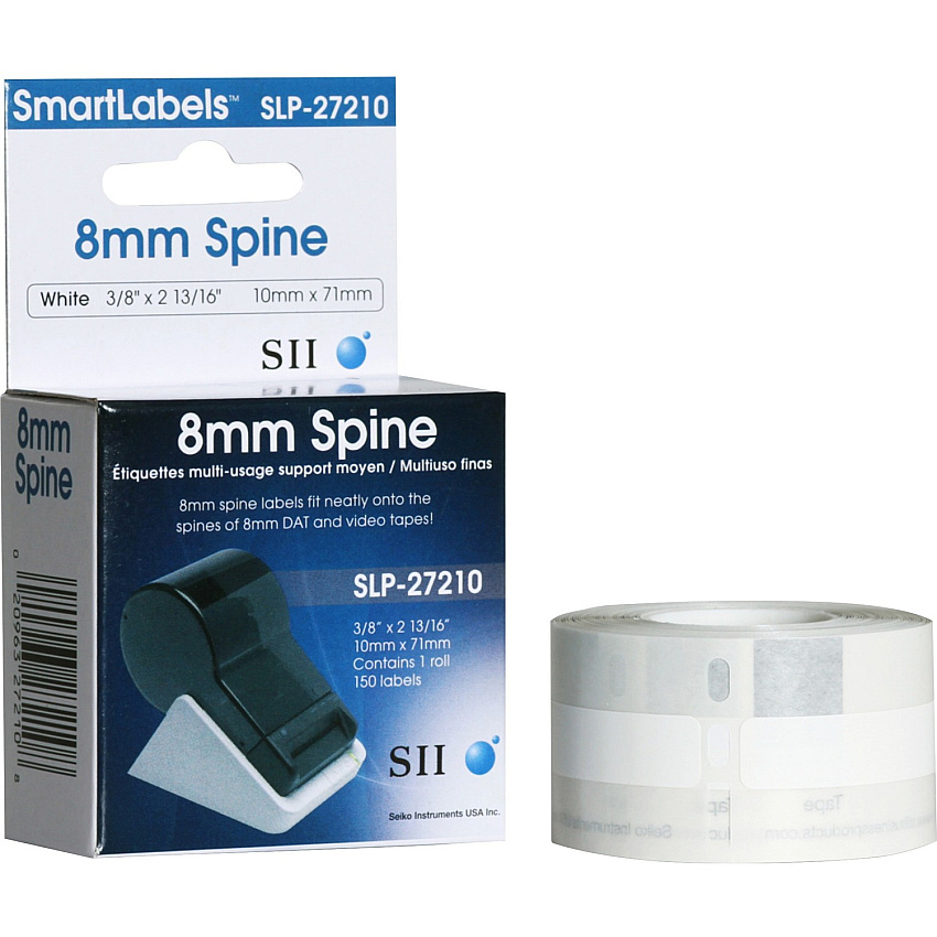 Seiko Audio Cassette Label 2 13/16" Width x 3/8" Length - Rectangle - Inkjet - White - 150 / Roll - 1 Each (SLP27210)