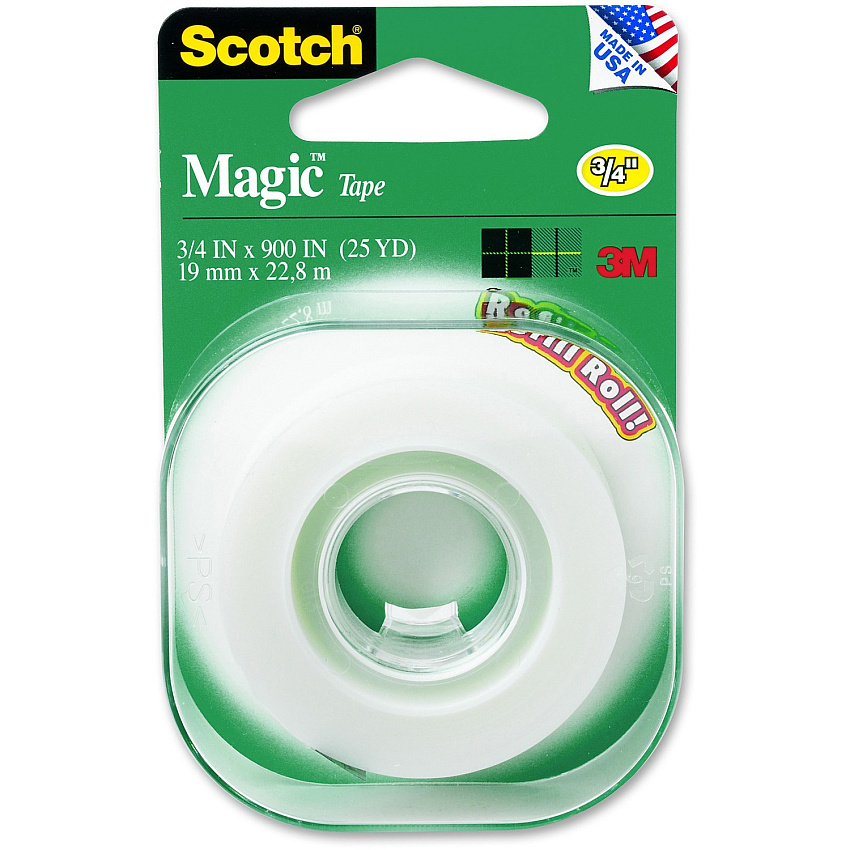 Scotch Matte Finish Magic Tape 13.89 yd Length x 0.75" Width - 1" Core - Clear - For Packing, Sealing - 1 Roll (205)