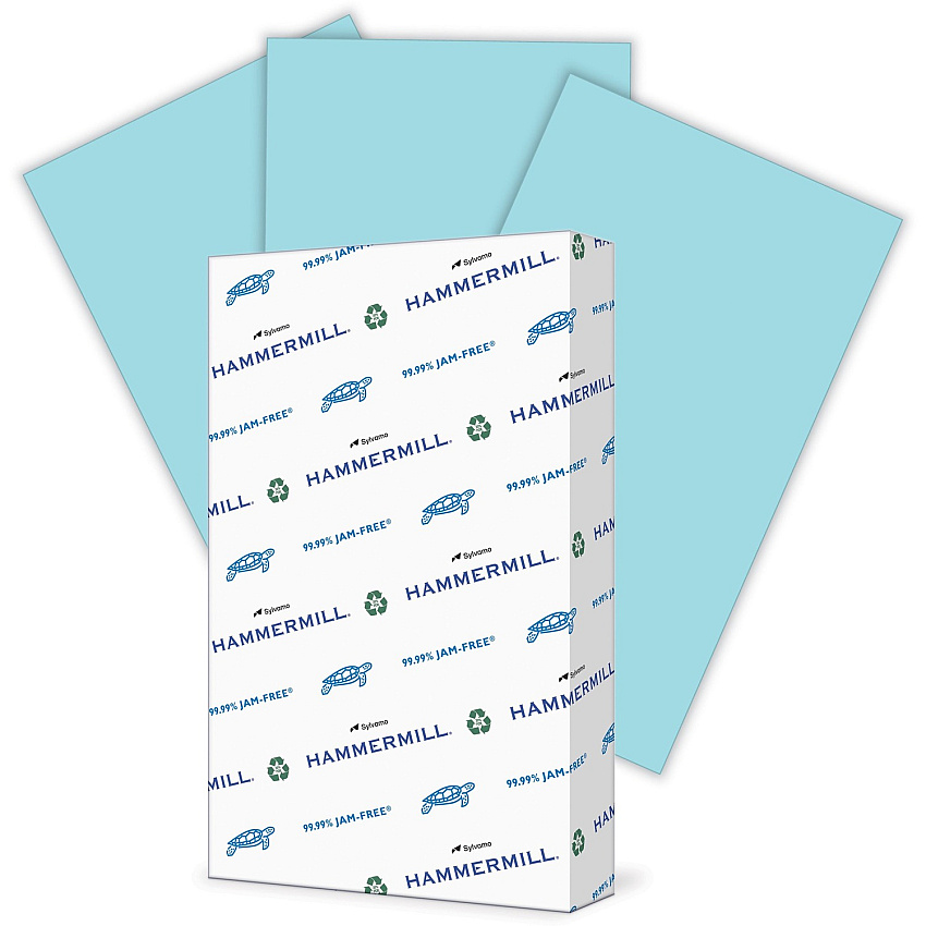 Hammermill Colors Recycled Copy Paper - Blue Legal - 8 1/2" x 14" - 20 lb Basis Weight - Smooth - Sustainable Forestry Initiative (SFI) - Jam-free - Blue - 500 / Ream (103317)