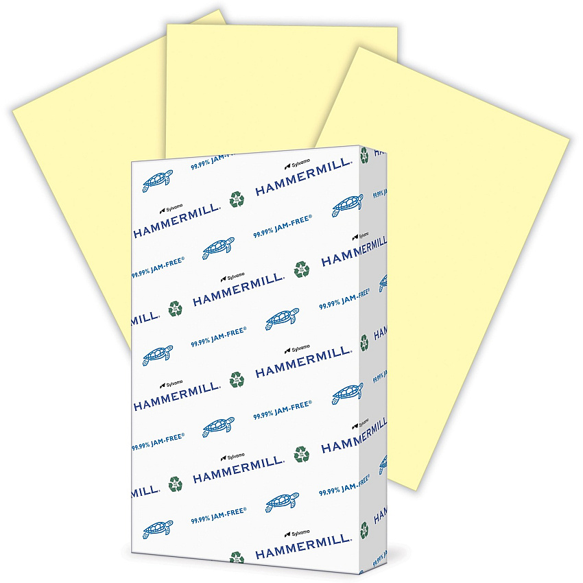 Hammermill Colors Recycled Copy Paper - Canary Legal - 8 1/2" x 14" - 20 lb Basis Weight - Sustainable Forestry Initiative (SFI) - Jam-free - Canary - 500 / Ream (103358)