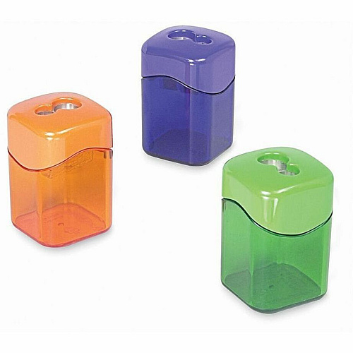 Baumgartens Dual Hole Wave Sharpener with Receptacle Handheld - 2 Hole(s) - 2.1" Height x 2" Width - Plastic - Assorted - 1 Each (19060)